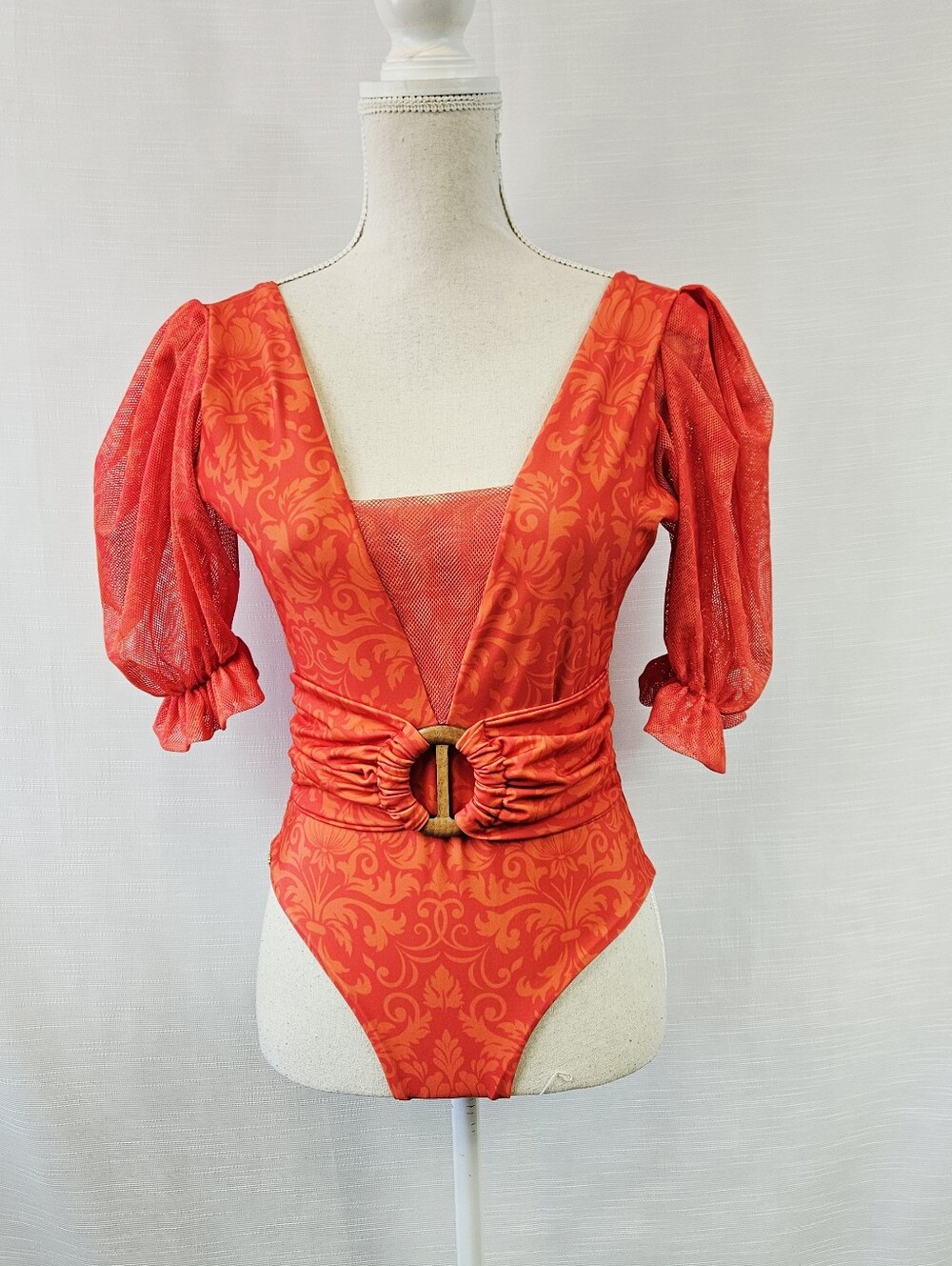 Mar A Mar Puff Sleeve One Piece Swimsuit size Small
